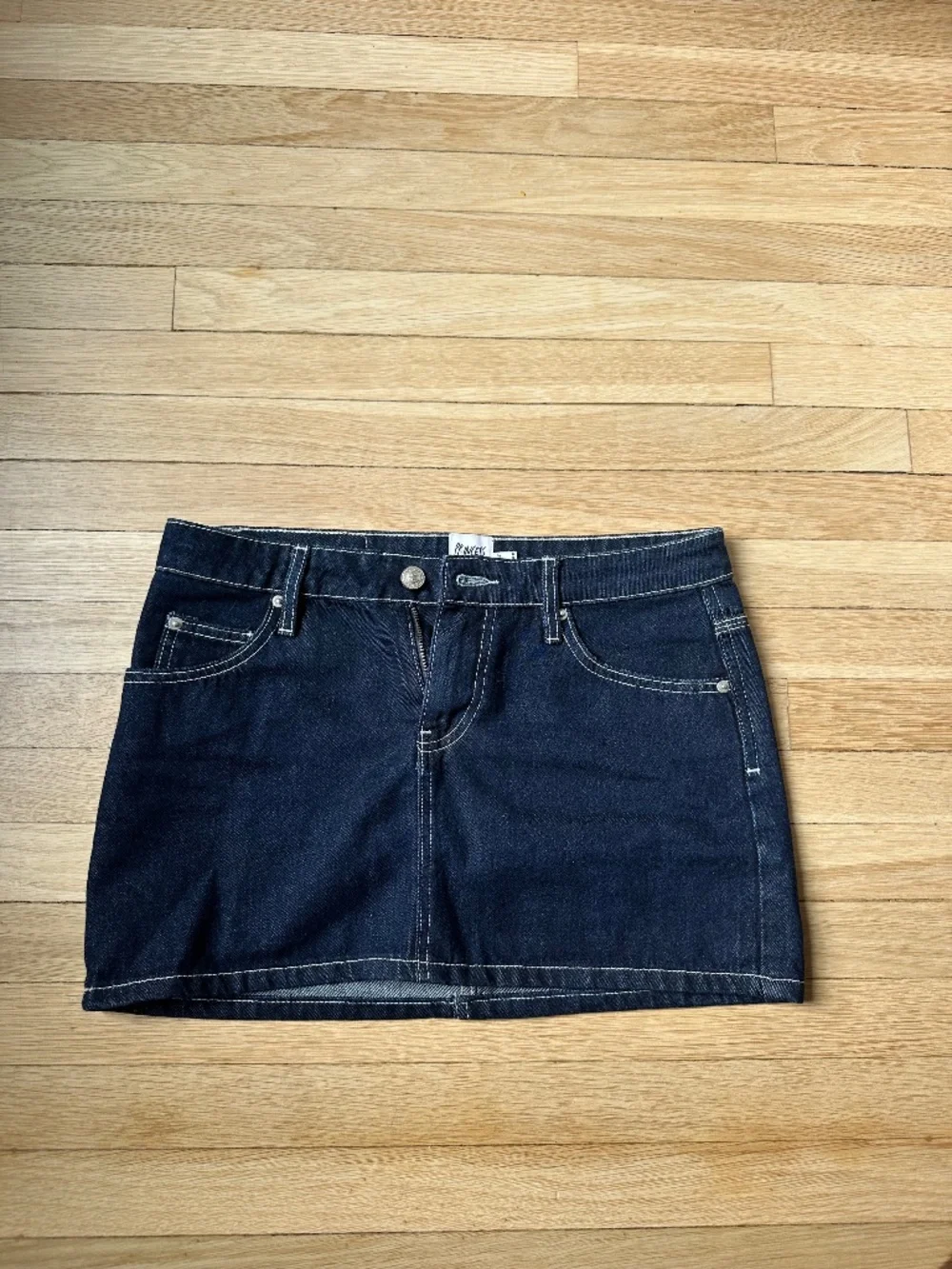 Princess Polly dark blue denim skirt